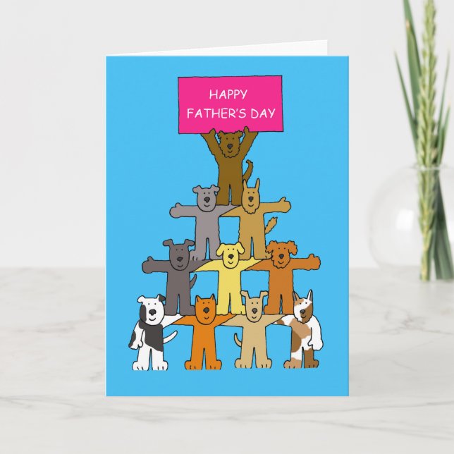 Happy Father's Day Cartoon Hunde Karte (Vorderseite)