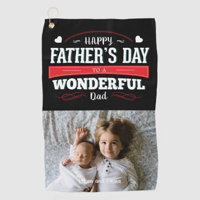 Happy Father's Day Custom Foto Golfhandtuch (Vorderseite)