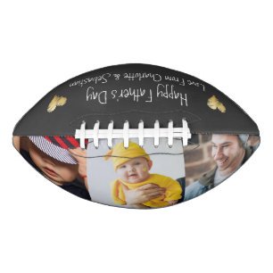 Happy Fathers Day Foto and Text Gold Heart Football