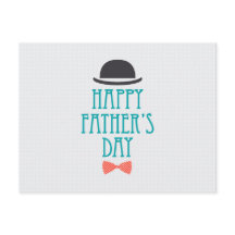 Happy Father's Day Hat & Bow Krawatte | Postkarte