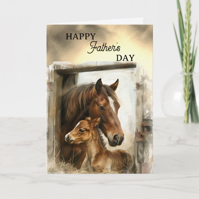 Happy Father's Day Horse and Foal Karte (Vorderseite)