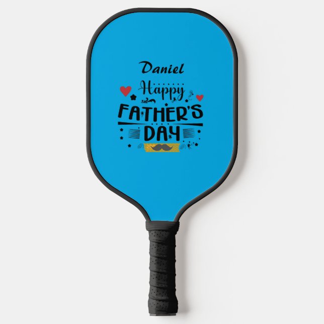 Happy Father's Day Leaping Frösche Hört Mustache Pickleball Schläger (Vorderseite)