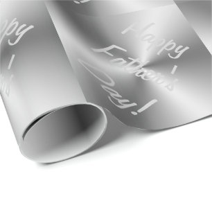 Happy Father's Day Metallic Silver Geschenk Wrappi Geschenkpapier