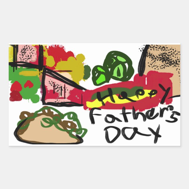 Happy Father's Day Rechteckiger Aufkleber (Vorderseite)