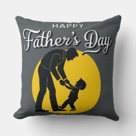 Happy Father's Day Teaching Son to Walk Kissen