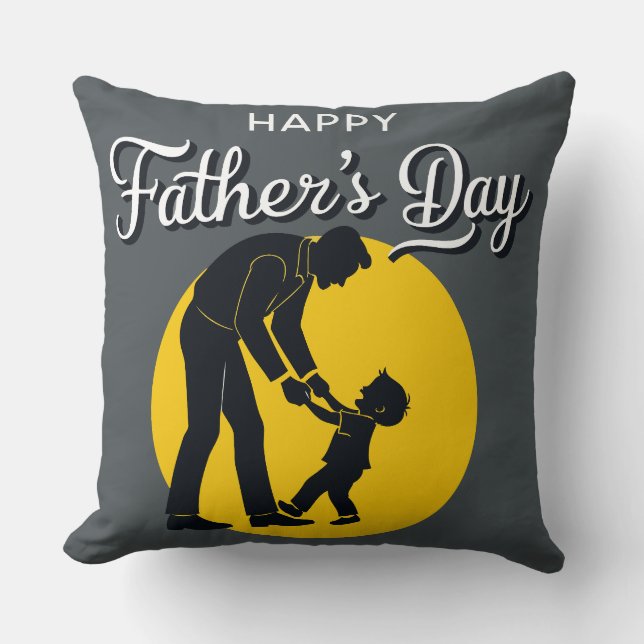 Happy Father's Day Teaching Son to Walk Kissen (Vorderseite)