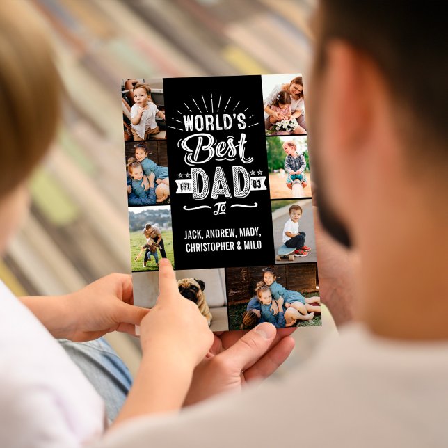 Happy Father's Day World's Best Vater Foto Collage Karte (Von Creator hochgeladen)