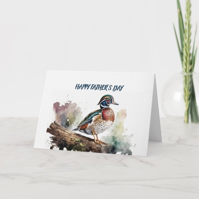 Happy Father's Wood Duck On A Log Karte (Vorderseite)