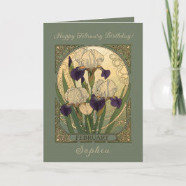 Happy February Birthday Iris Flowers Karte