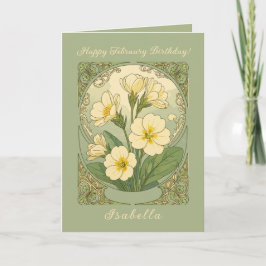 Happy February Birthday Primrose Flowers Karte