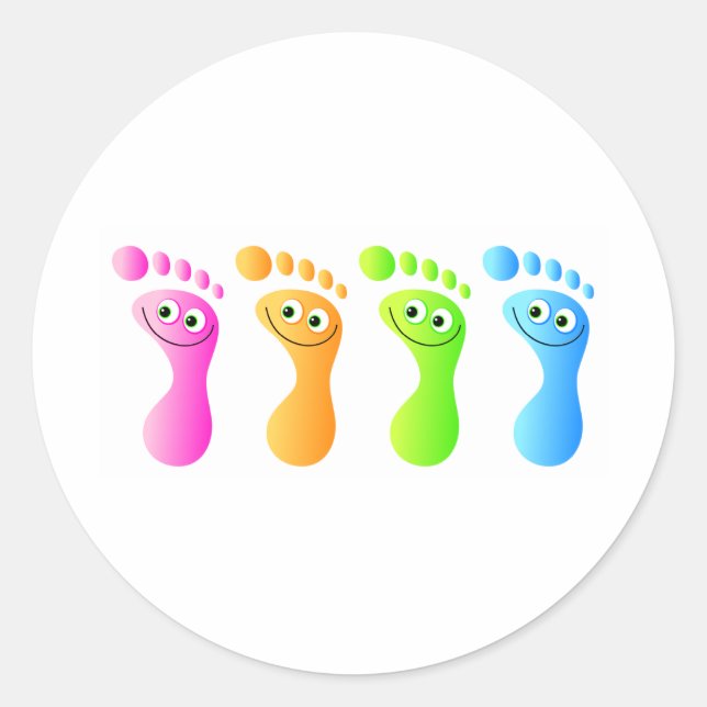 Happy Feet Runder Aufkleber (Vorderseite)