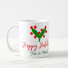 Happy Ferien grünes rotes Paar Name grünes Blatt Kaffeetasse