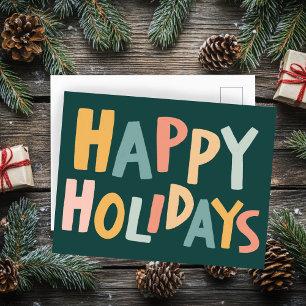 HAPPY FERIEN Handmade Custom Christmas Postcard Feiertagspostkarte