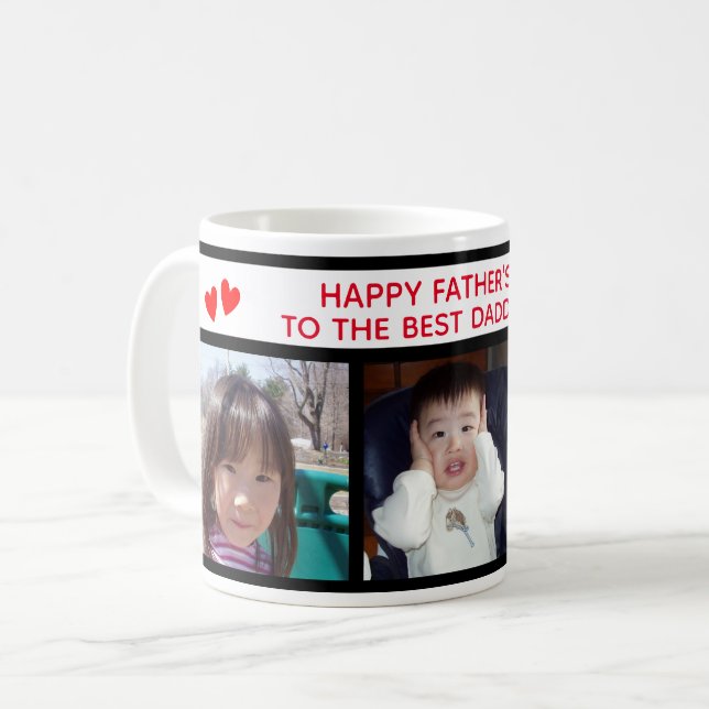 Happy Fête des pères papa - Trois Photo Mug (Devant gauche)
