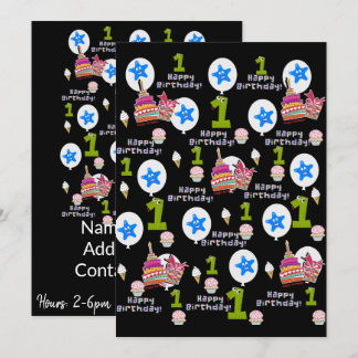 Happy First Birthday Einladung Erster Geburtstag #