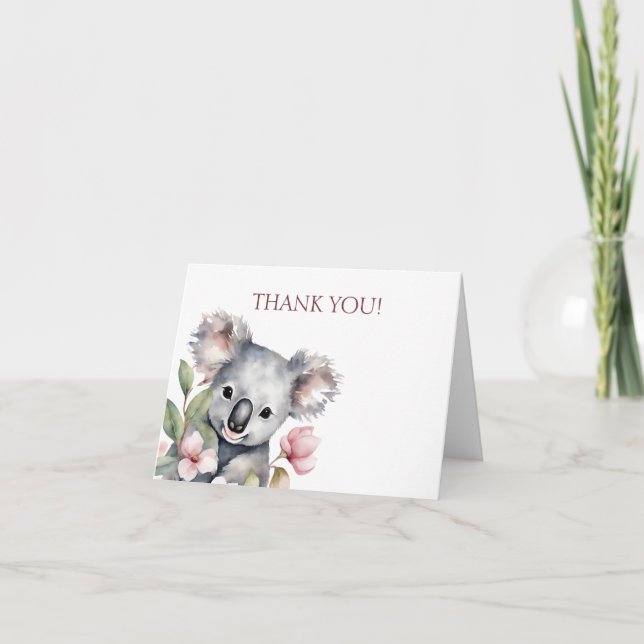 Happy First Birthday Watercolor Koala Dankeskarte (Vorderseite)
