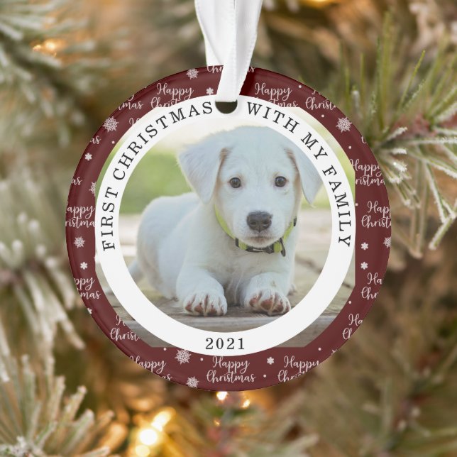 Happy First Christmas Custom Foto Ornament (Baum)