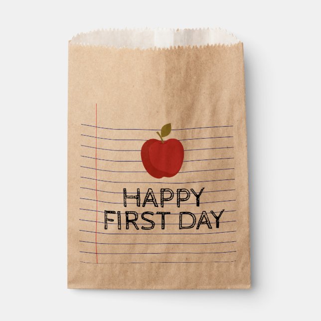 Happy First Day Back to School Apple Lehrer Favo Geschenktütchen (Vorderseite)