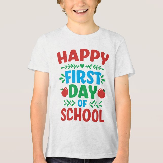 Happy First Day Back to School Typografy T - Shirt (Vorderseite)