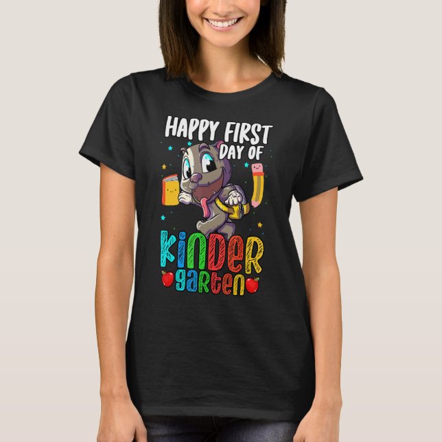 Happy First Day Kindergarten Hunde Kinder T-Shirt (Vorderseite)
