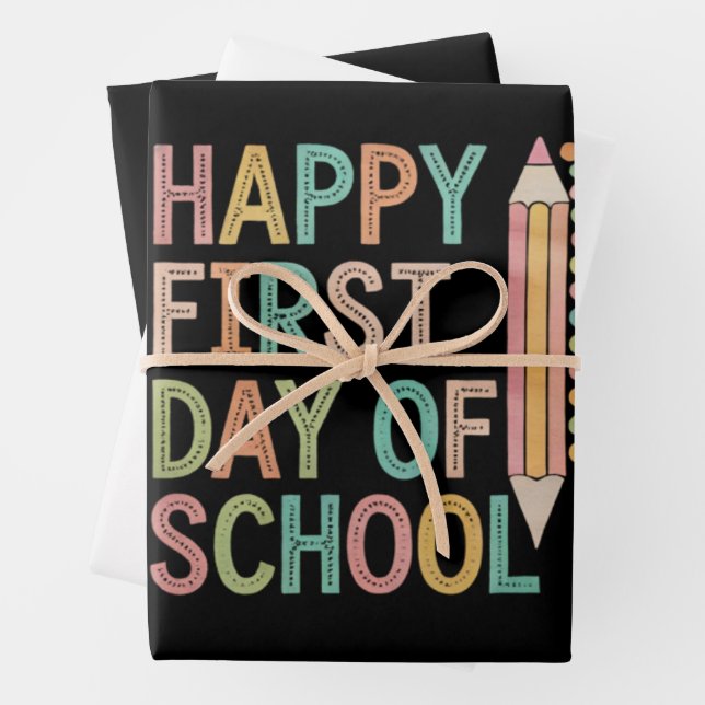 Happy First Day of School Back to School Geschenkpapier Set (Beispiel)