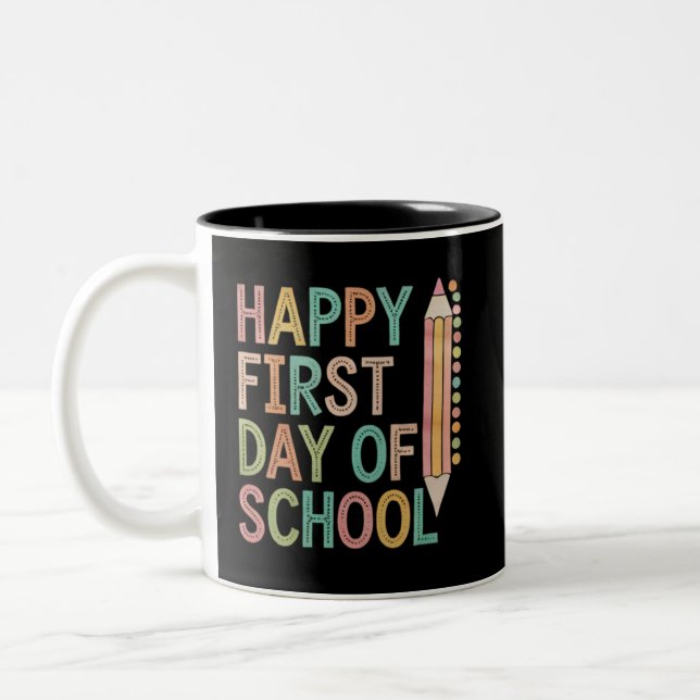 Happy First Day of School Back to School Zweifarbige Tasse (Links)