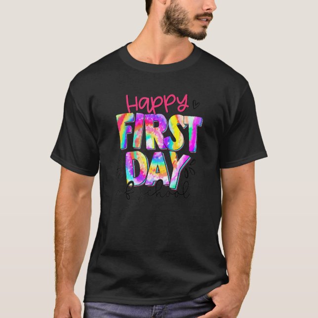 Happy First Day Of School Coffee Teach Repeat Teac T-Shirt (Vorderseite)