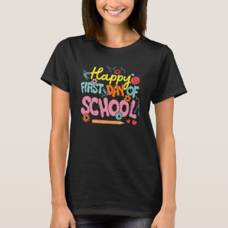 Happy First Day Of School Pencil Flower Back To Sc T-Shirt