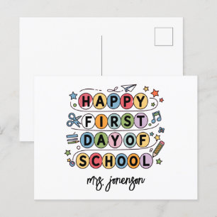 Happy First Day of School Personalisiert Name Feiertagspostkarte