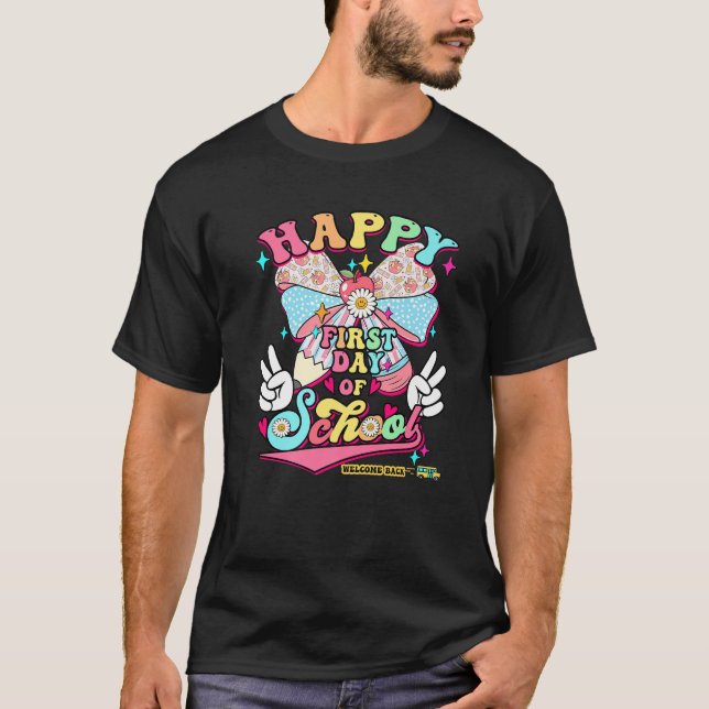 Happy First Day Of School Welcome Back Coquette Bo T-Shirt (Vorderseite)
