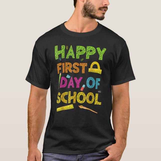 Happy First Day Of School Welcome Back To School 2 T-Shirt (Vorderseite)