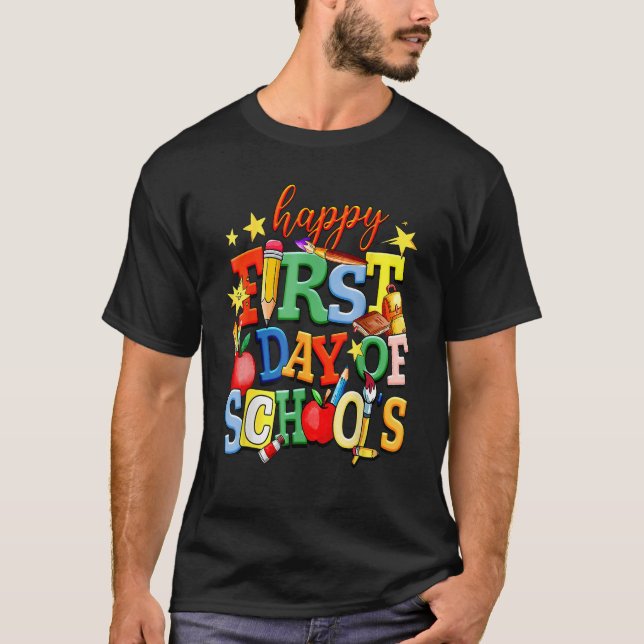 Happy First Day Of School Welcome Back To School K T-Shirt (Vorderseite)