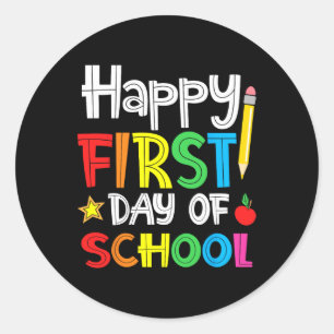 Happy First Day of School Willkommen zurück zur Sc Runder Aufkleber