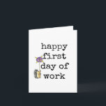 Happy First Day of Work Card, Niedlicher Igel Karte<br><div class="desc">Alles Gute zum ersten Tag mit einem niedlichen Igel- und Blume-Ausweis.</div>