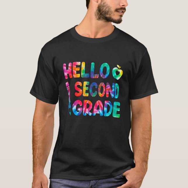 Happy First Day School Hello Second Grade Krawatte T-Shirt (Vorderseite)