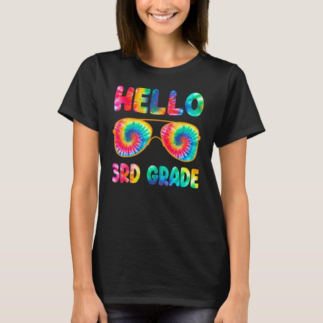 Happy First Day School Hello Third Grade Krawatte  T-Shirt (Vorderseite)