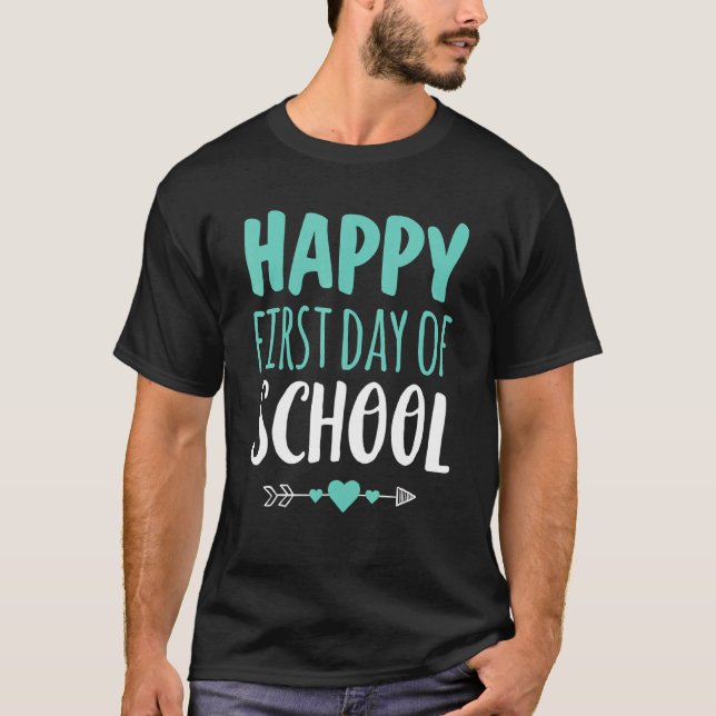 Happy First Day School Lehrer Student Arrow T-Shirt (Vorderseite)