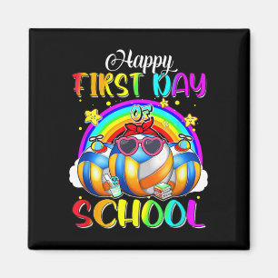 Happy First Day School Volleyball Rainbow Happy Magnet