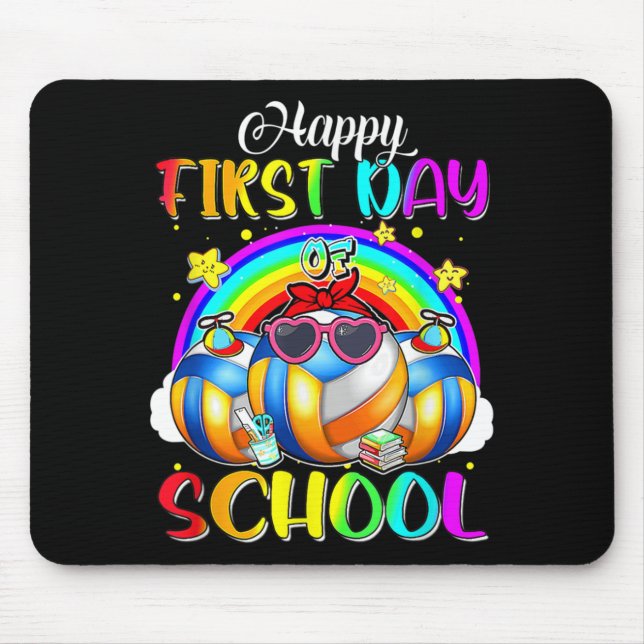 Happy First Day School Volleyball Rainbow Happy Mousepad (Vorne)
