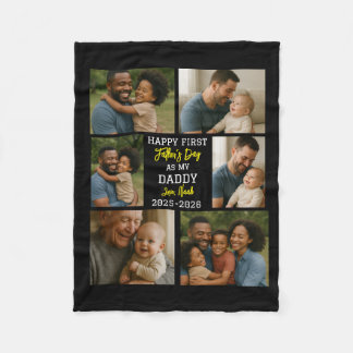 Happy First Father Day Photo Collage Fleecedecke