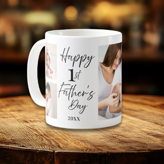 Happy First Father's Day Dad 5 Photo Collage   Kaffeetasse