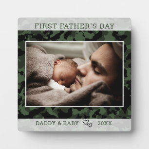 Happy First Father's Day Foto Green Camo Fotoplatte
