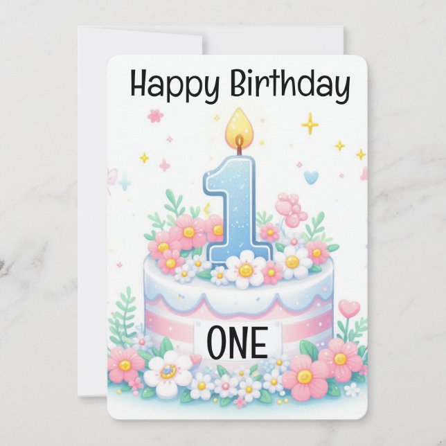 Happy First Geburtstag Feiertagskarte (Vorderseite)