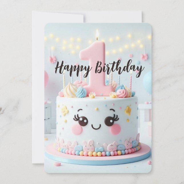 Happy First Geburtstag Feiertagskarte (Vorderseite)