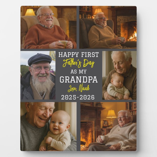 Happy First Grandpa Day Photo Collage Fotoplatte (Vorderseite)