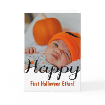 Happy First Halloween carte photo bébé personnalis