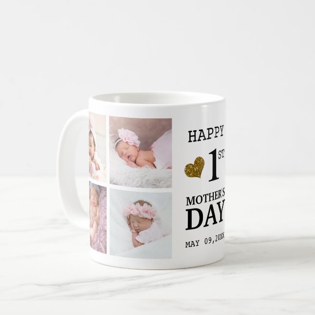 Happy First Mother's Day 5 Foto Collage    Kaffeetasse (Vorderseite Links)