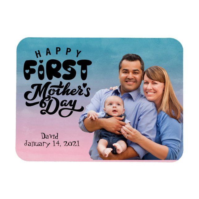 Happy First Mother's Day Custom Foto Magnet (Horizontal)
