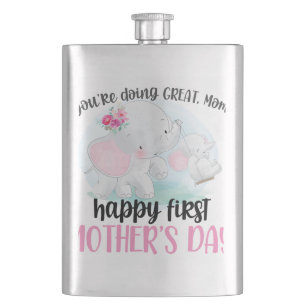 Happy First Mother's Day Elephant Flachmann