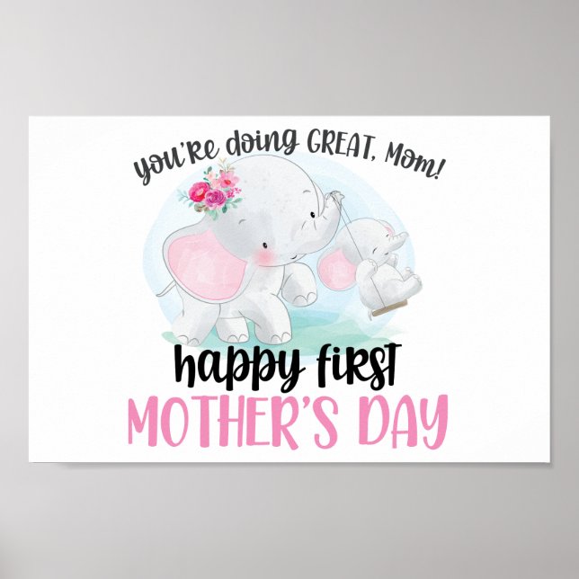 Happy First Mother's Day Elephant Poster (Vorne)